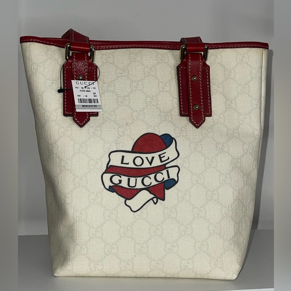 Gucci Heart Tattoo Tote Bucket Bag Handbag  Love Gucci